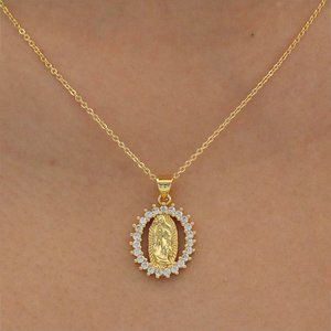 Elegant Virgin Mary 18k Gold Plated Necklace